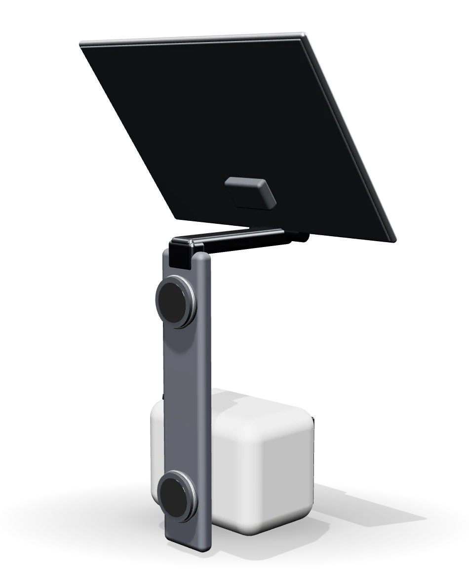 Concept render of the back of Vitals Solo, showing two mounting magnets